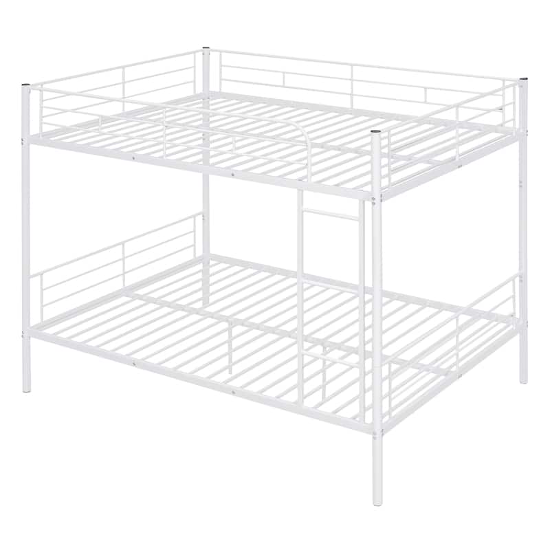 Full Over Full Metal Bunk Bed with Ladder and Guardrail