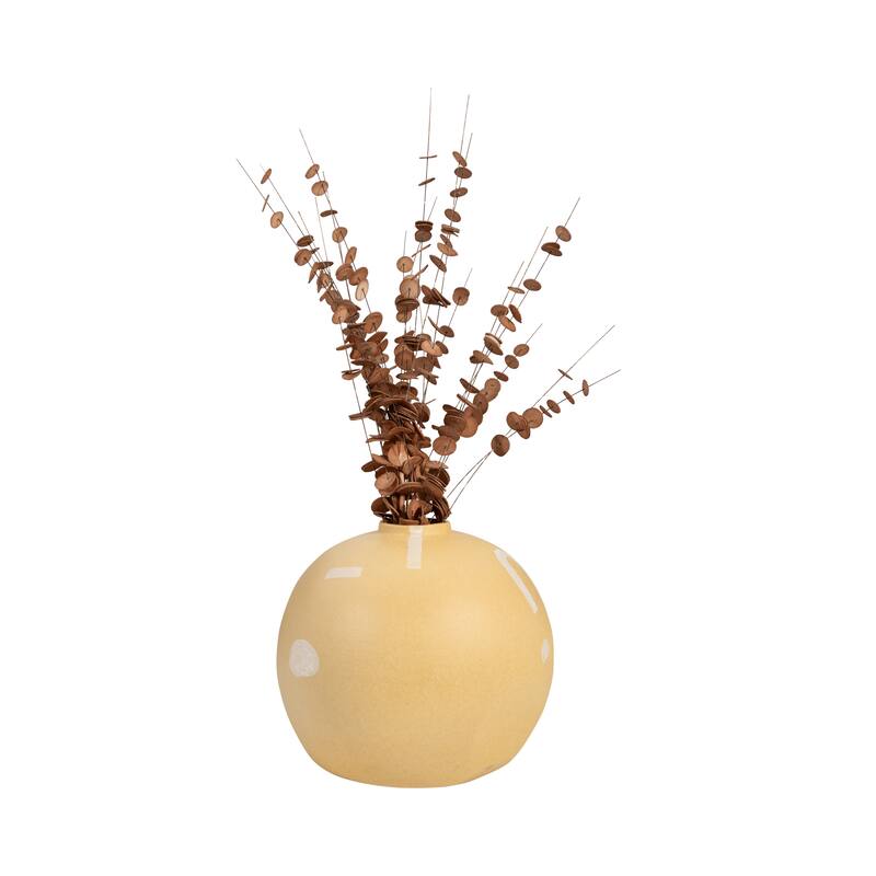 Sagebrook Home Stoneware Mustard Aztec Vase