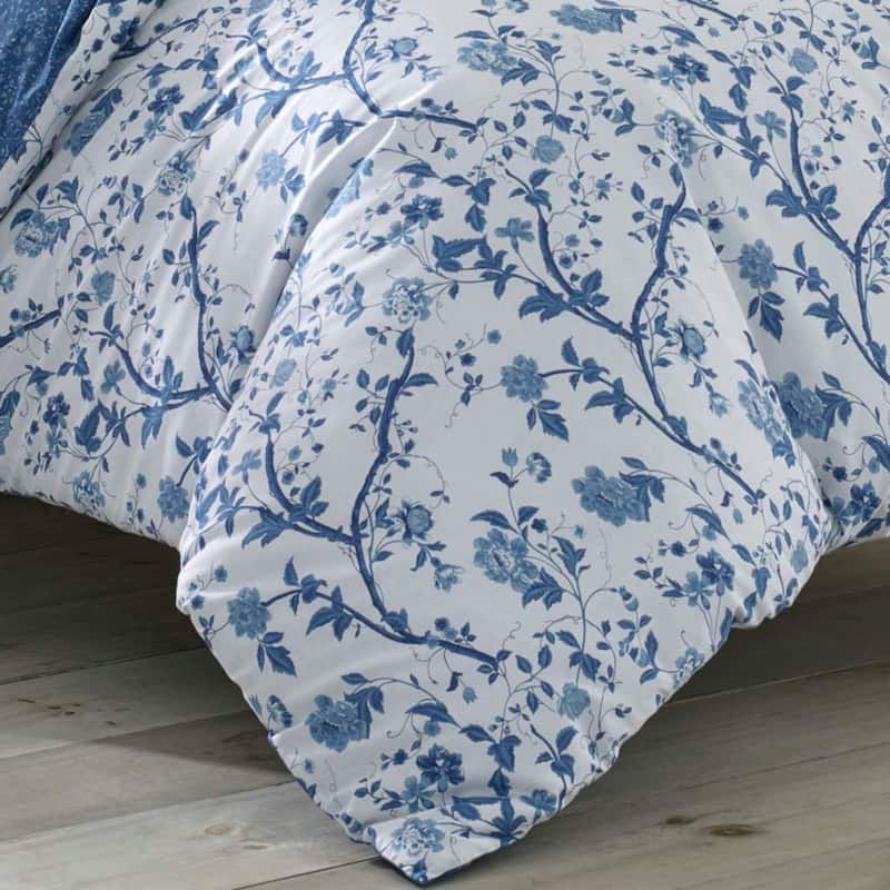 Laura Ashley Elise Blue Cotton Duvet Cover Set