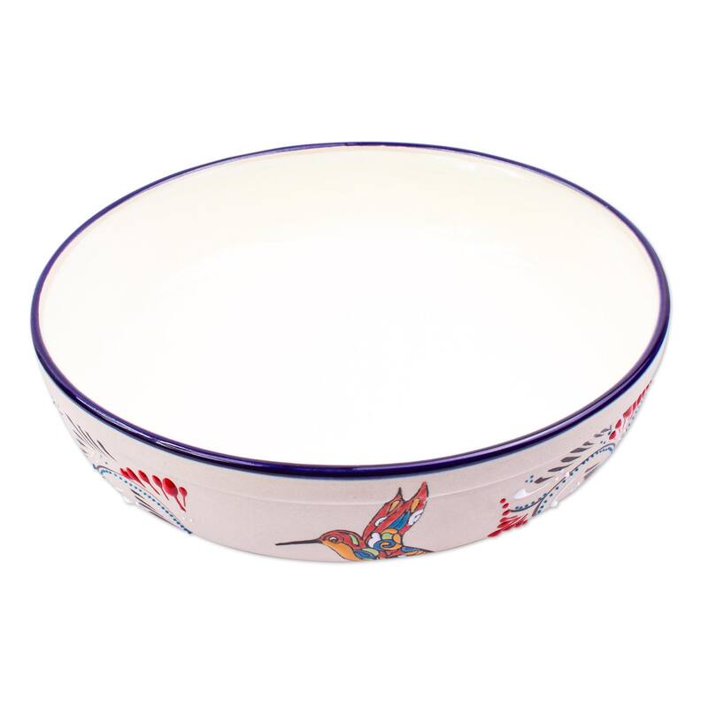 Novica Handmade Colibri Ceramic Serving Dish