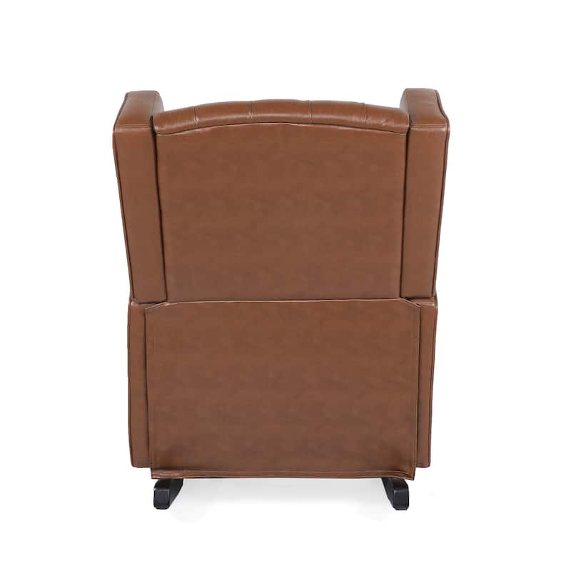 Modern 26.5" High Back PU Upholstered Button Tufted Rocking Chair with Wing Back for Living Room