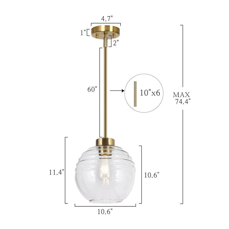 Mid-century Modern 1-light Gold Pendant Light Dimmable Kitchen Island Lighting