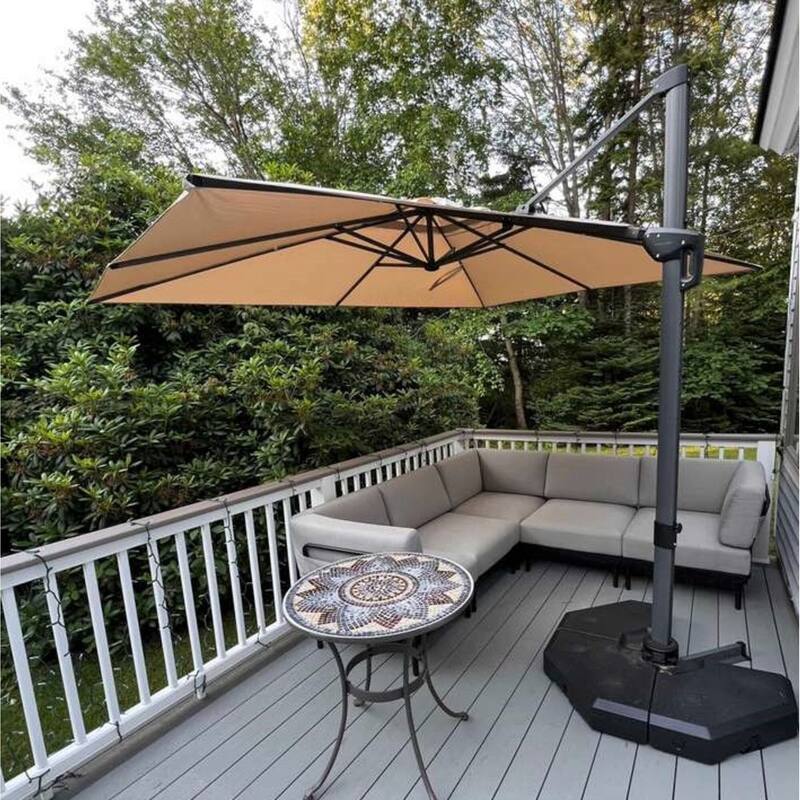 PURPLE LEAF 10 ft Square 360 Degree Rotation Patio Cantilever Umbrella