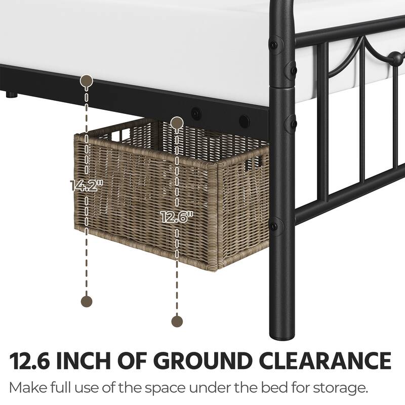 Yaheetech Metal Platform Bed Frame with Vintage Headboard and Footboard Metal Bed Base