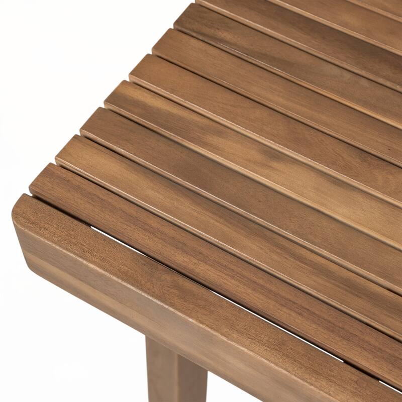 69" Acacia Wood Outdoor Dining Table with Slatted Top, Brown