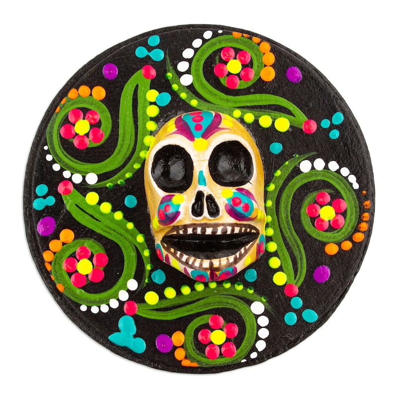Novica Handmade Skull In Black Papier Mache Jewelry Box