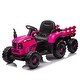 preview thumbnail 25 of 62, Kids 24V Ride-On Tractor Toy with Trailer, 400W Motor, 3-Speed Control, Bluetooth, MP3, and LED Lights Rose Pink