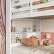 preview thumbnail 7 of 21, Twin Over Twin Bunk Bed with Bookcase Headboard, Guardrails and Ladder, Convertible to 2 Twin Beds with Shelves for Multi Childs