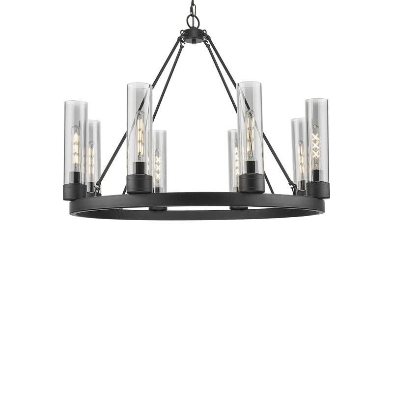Innovations Lighting 617-8CR-28-36 Boreas Chandelier Boreas 8 Light - Matte Black / Light Smoke