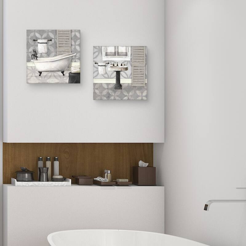 Grey Bath by Carol Robinson Canvas S/2 by Carol Robinson Canvas Art Prints