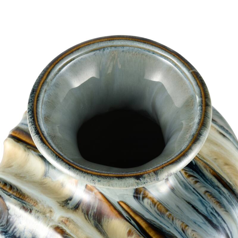 Elk Home Kelly Blue Reactive Earthenware 8.75 Inch Wide Vase