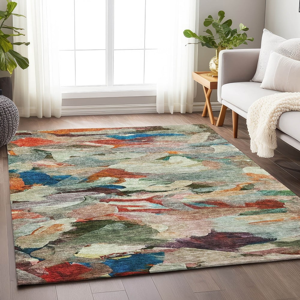 Machine Washable Indoor/ Outdoor Modern Chantille Rug
