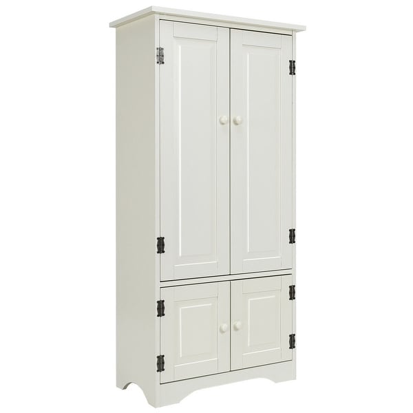 Shop Costway Accent Storage Cabinet Adjustable Shelves Antique 2 Door Floor Cabinet White - Free ...
