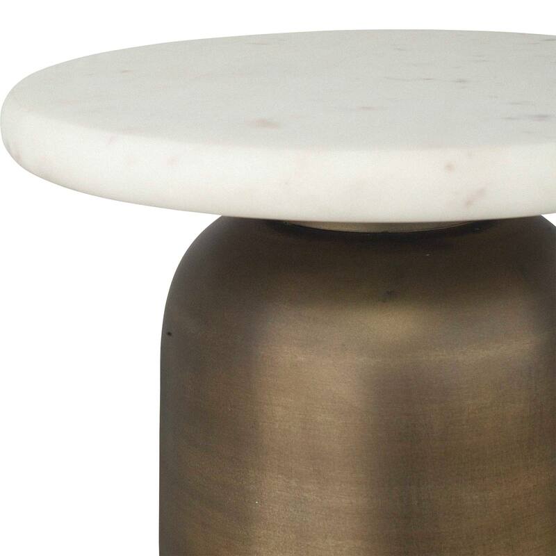 Uttermost Reiss Marble & Brass Drink Table - 12"W x 12"D x 22.5"H