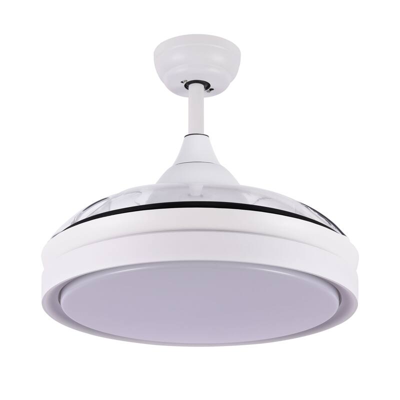 36" Dimmable Retractable Modern Ceiling Fan with Light, 6-Speed Reversible DC Motor Ceiling Fan with Remote - 36