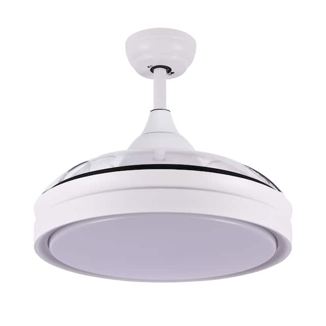 Contemporary Bladeless Ceiling Fan with Light and Remote, Retractable