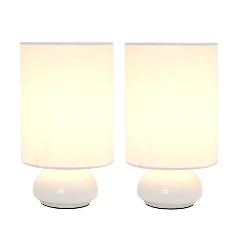 Simple Designs Gemini Colors 2 Pack Mini Touch Table Lamp Set with Fabric Shades