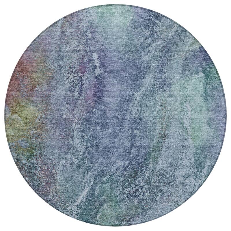 Machine Washable Indoor/ Outdoor Abstract Watercolor Chantille Rug