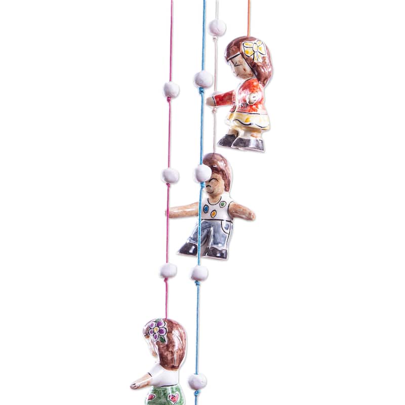 Novica Handmade Balloon Ride Ceramic Windchime