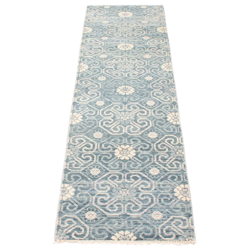 ECARPETGALLERY Hand-knotted Mystique Dark Teal Wool Rug - 2'8 x 10'0