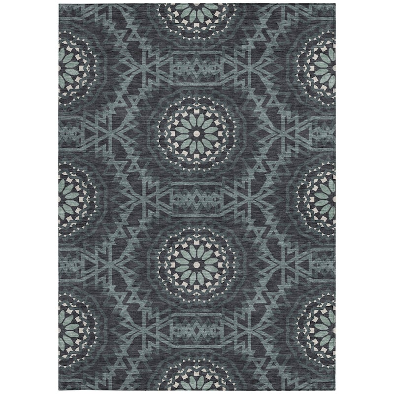 HomeRoots Floral Medallion Transitional Rectangle Outdoor Rug