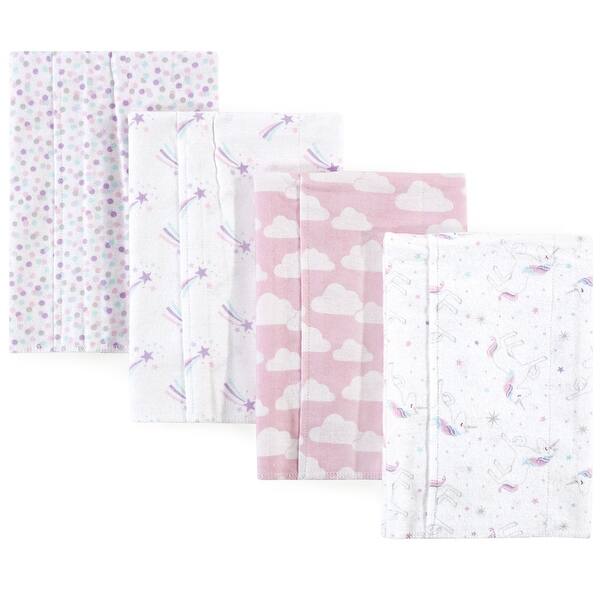 slide 1 of 1, Hudson Baby Infant Girl Cotton Flannel Burp Cloths 4pk, Magical Unicorn, One Size - Magical Unicorn - One Size One Size - Magical Unicorn