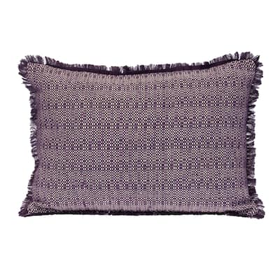 Striped Rectangular Throw Pillow with Fringes - 20" - Purple and Beige