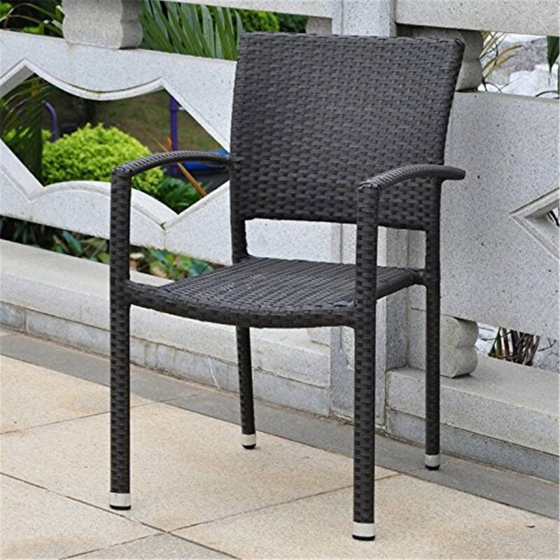 Asian Allure Dining Chair - Resin Wicker Square Back - Indoor Outdoor Patio Furniture - 32