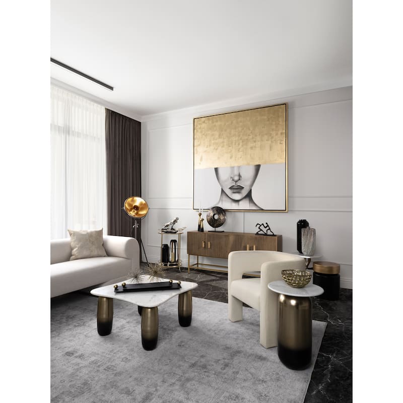 Sagebrook Home Modern Glam Metal Set Of 2 Large Flat Tray With Gold Knob Handles, - 24.0" x 7.0" x 2.0"