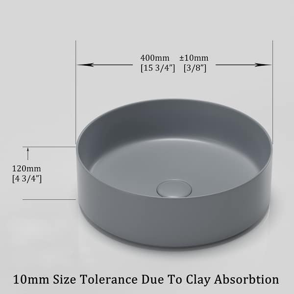 dimension image slide 0 of 8, BNK 16 inch White Ceramic Circular Vessel Bathroom Sink