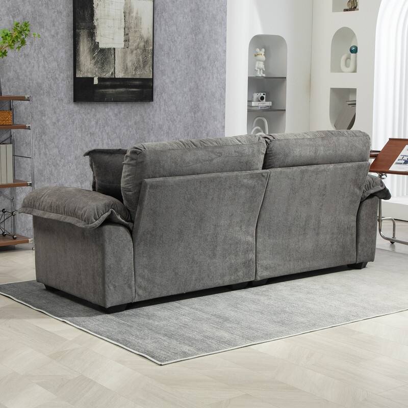 84" Chenille Loveseat Sofa with Memory Foam&Pocket Springs, Deep Seat Couch with 2 Throw Pillows