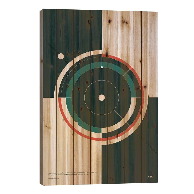 Orbits Print On Wood by 2046 Design - Multi-Color - 26x18x1.5