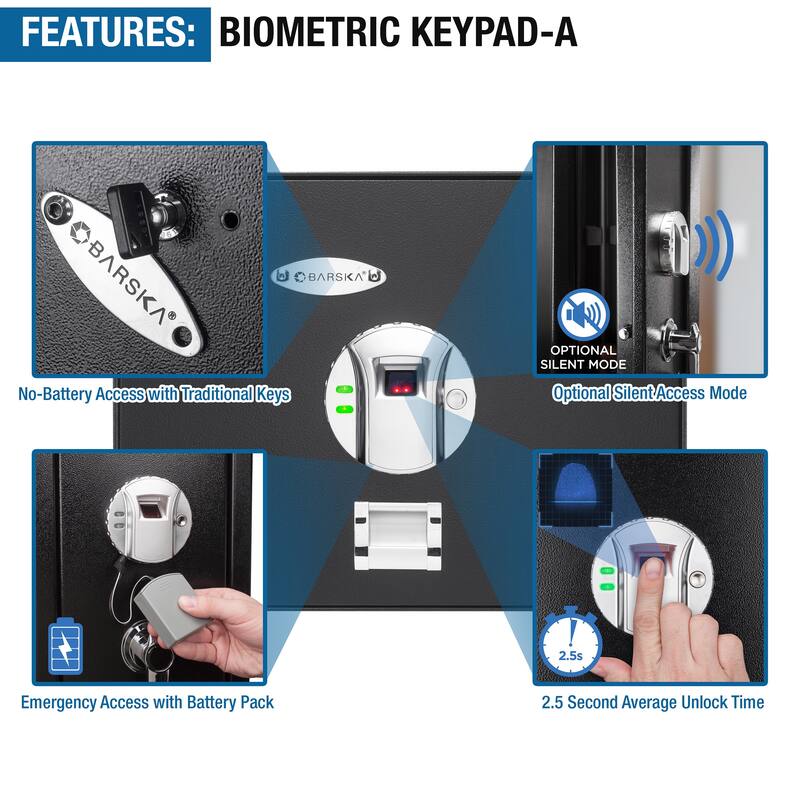 0.23 Cu Ft Top Opening Biometric Security Safe