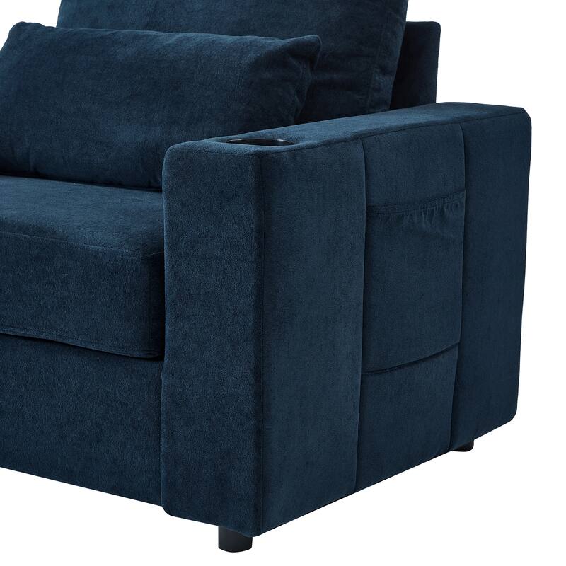 Modern Multifunctional Armchair Chaise Lounge with Movable Ottoman by Harper&Bright Designs
