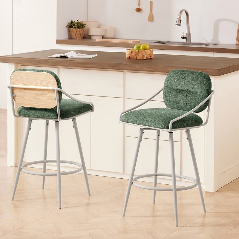 Art Leon Mid-century Modern Fabric Swivel Barstool