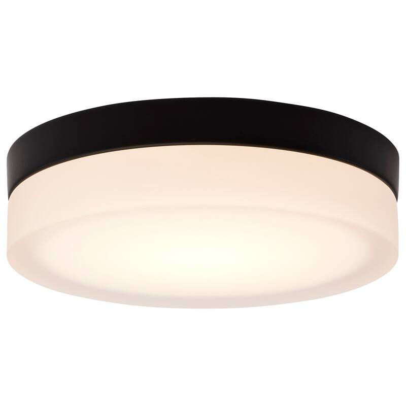 Pi 9 Inch LED Flush Mount Black Finish Frosted Etched Glass CCT Selectable 120 Volts
