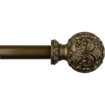 1-inch Diameter Scroll Ball Adjustable Single Drapery Curtain Rod