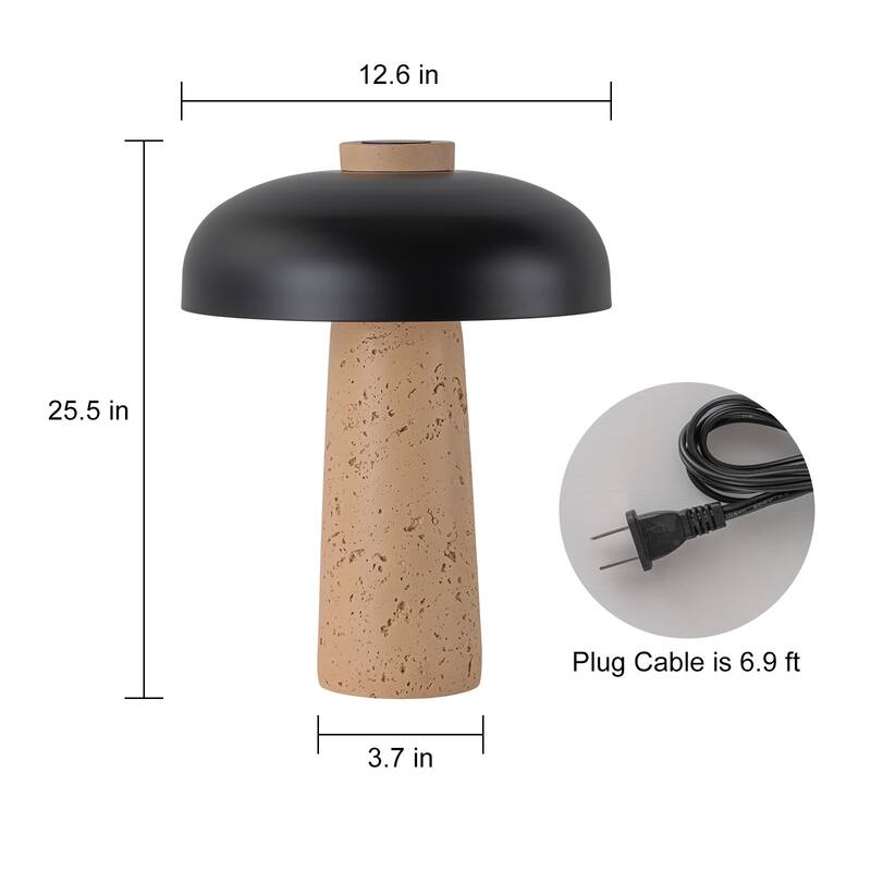 Modern 2-Light Black Mushroom Table Lamp - Bedside Nightstand Lamp for Bedroom, Living Room, Study