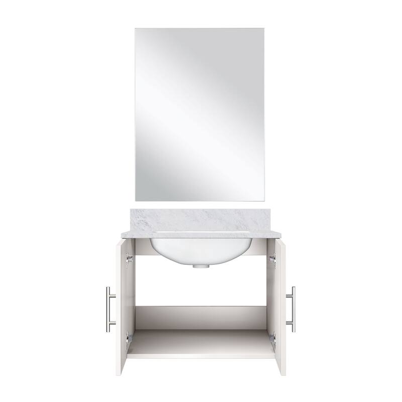 Bathroom Vanity Set with Marble Top, Single Hole Faucet, Mirror Included, Stainless Steel