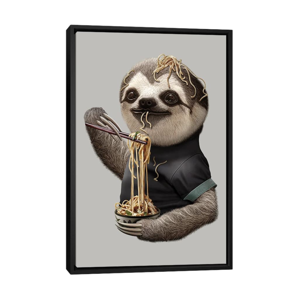 iCanvas "Sloth Eat Noodle" by Adam Lawless Framed Canvas Print