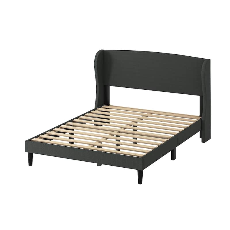 Gerald Upholstered Traditional Wingback Platform Bed By HULALA HOME