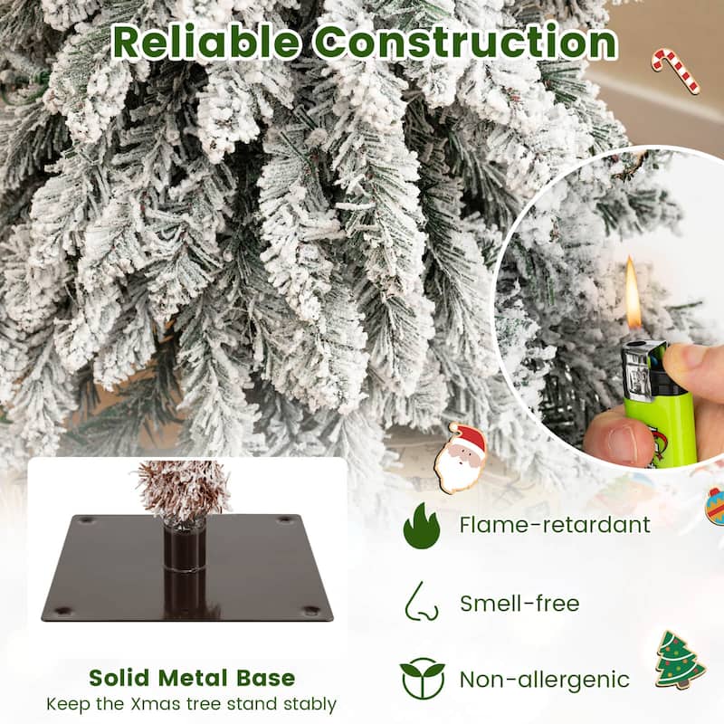 Costway 3’ 4’ 5’ Artificial Christmas Tree Set of 3 with 115 + 207 + - Green & White - See Details