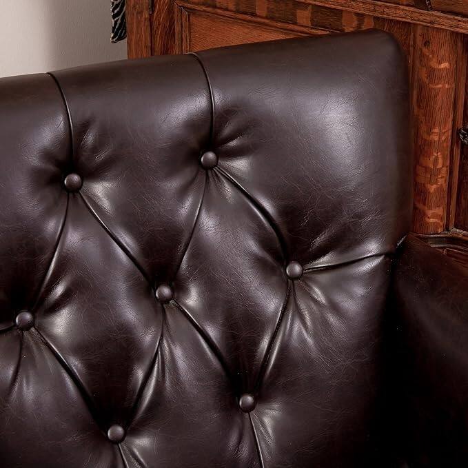 Modern 28" Upholstered Button Tufted Club Chair with Rubber Wood Legs and Nailheads