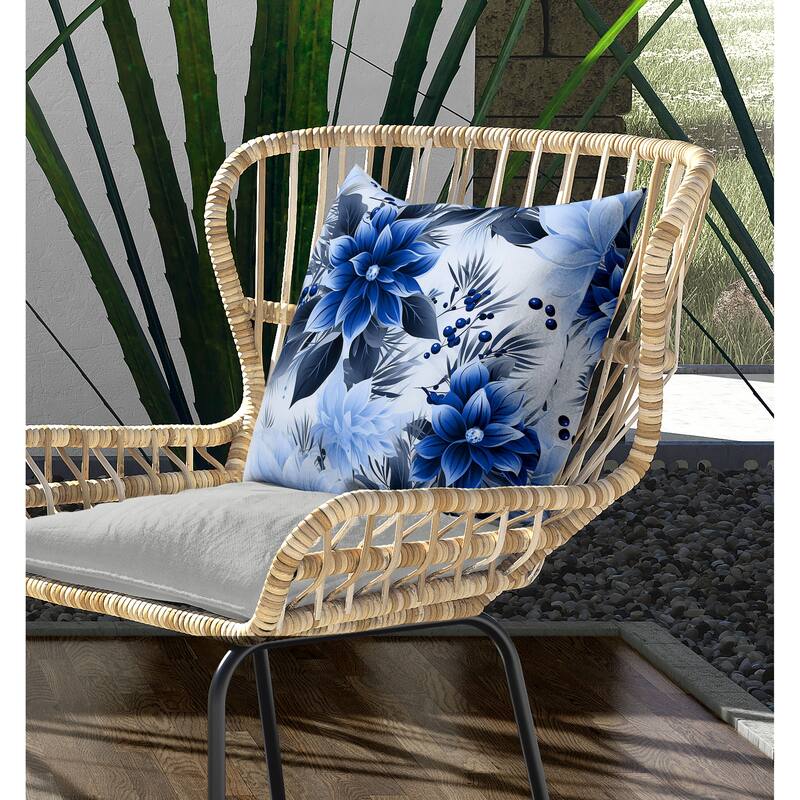 Holiday Sparkle Indoor/Outdoor Reversible Throw Pillow Blue and Grey