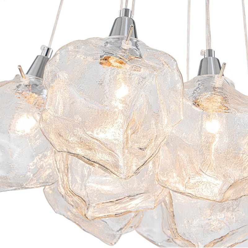 Chrome 13-Light Cube Glass Pendant Chandelier - 23.6in