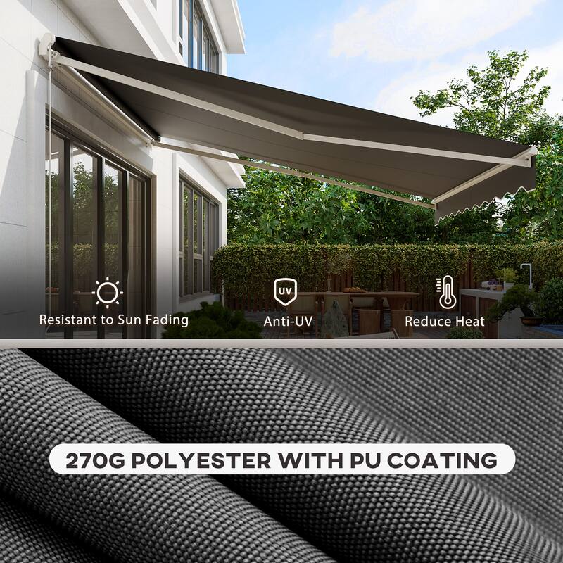 Outsunny 12' x 10' Electric Awning, Retractable Awning, UV Protection Sun Shade Shelter with Remote Controller and Manual Crank