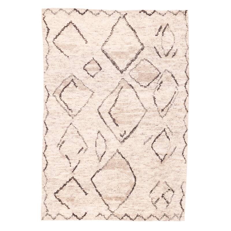 ECARPETGALLERY Hand-knotted Tangier Light Grey Wool Rug - 5'2 x 7'6