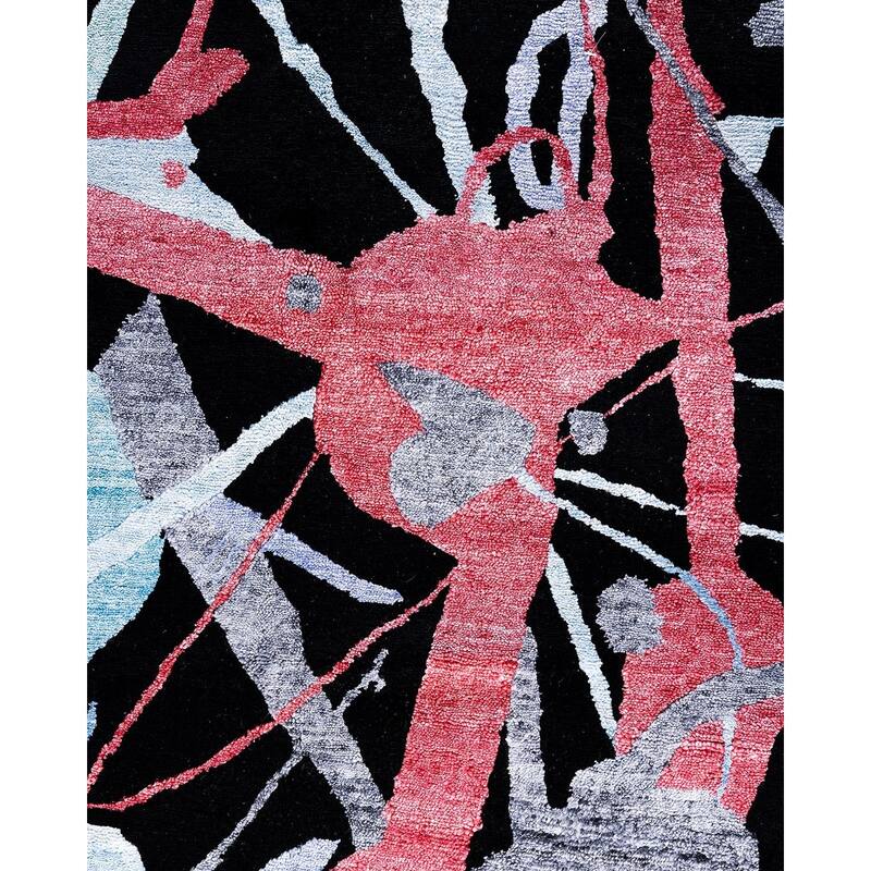 Modern One-of-a-Kind Hand-Knotted Area Rug, Black - 9' 1" x 11' 10"