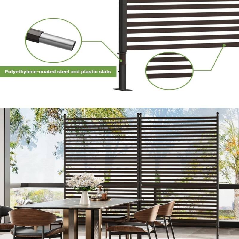 72"H x 36"W Freestanding Metal Outdoor Patio Privacy Screen