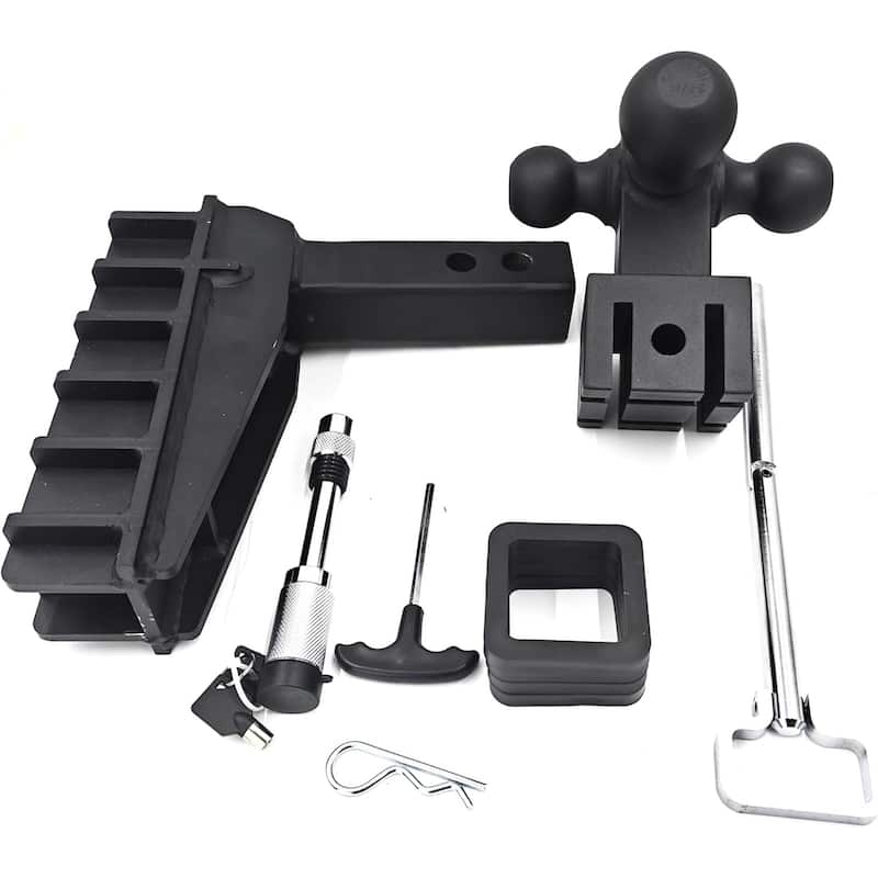 Ball Adjustable Trailer Hitch, Drop Ball Hitch Fits 2.5-Inch Receiver - 6in Drop Tri-Ball